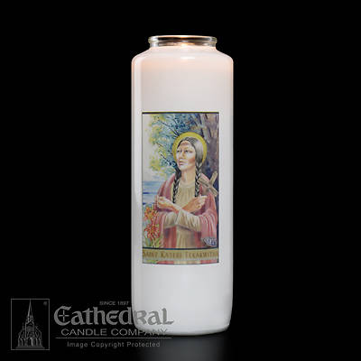 Picture of Saint Kateri Tekakwitha 6-Day Glass Prayer Candle