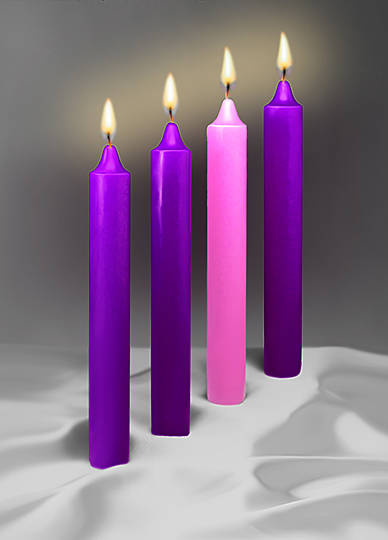 Emkay Advent Candle Set 12" X 1-1/2" - 3 Purple, 1 Pink
