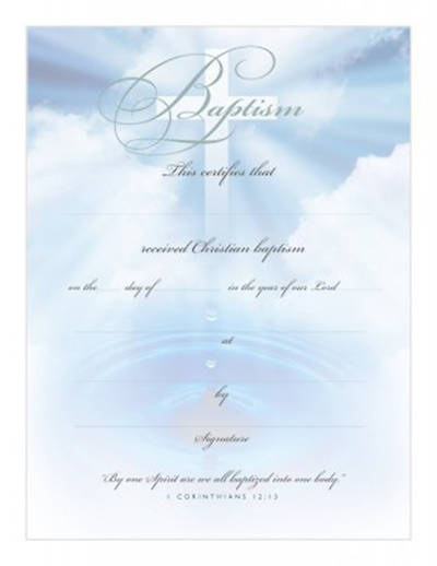Baptism Certificate Premium Silver Foil Embossed Package of 6