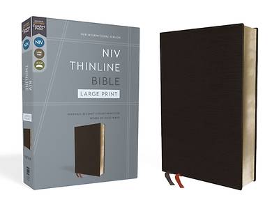 Picture of NIV, Thinline Bible, Large Print, Bonded Leather, Black, Red Letter Edition