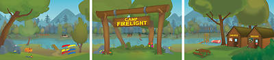 Picture of VBS 2024 Camp Firelight Decorating Murals Complete Decorating Mural Package (9 Panels Tile to 6' x 27')