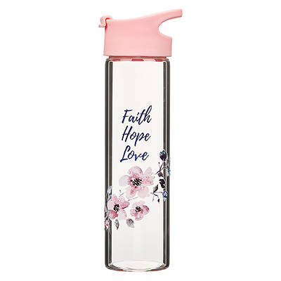 Picture of Water Bottle Glass Faith Hope Love