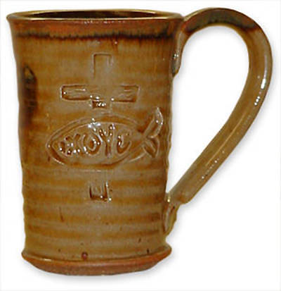 Picture of Ichthus Straight Side Ceramic Mug - Tan