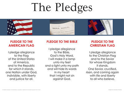 3-in-1: Pledges Of Allegiance, Christian Flag, Bible - Wall Chart - Laminated