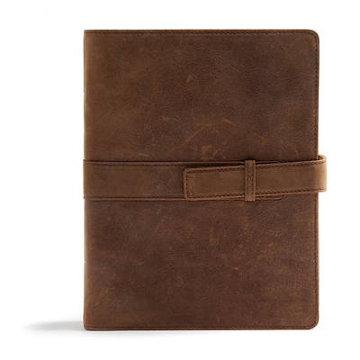 Picture of CSB Legacy Notetaking Bible, Tan Genuine Leather with Strap