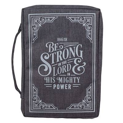 Bible Cover Canvas Large Gray Be Strong in the Lord Eph 6