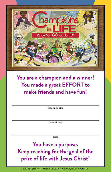 Picture of Vacation Bible School (VBS) 2020 Champions in Life Student Certificates (Pkg of 24)