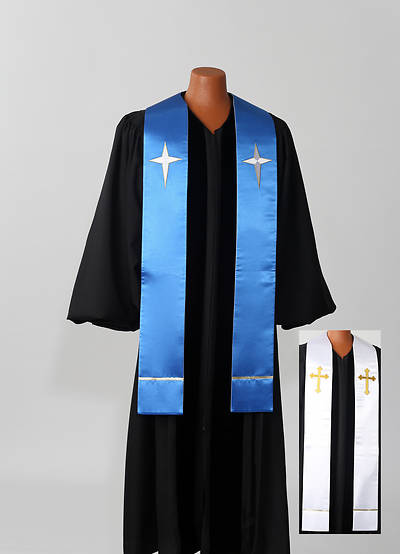 Picture of Reversible Blue/White Satin Stole