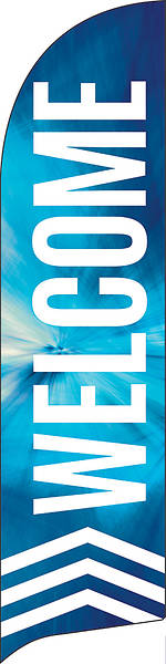 Welcome Blue Chevron Flag Banner