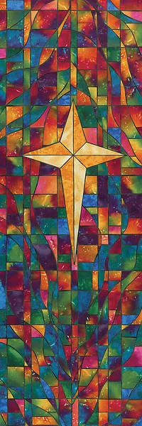 Picture of Symbols of Faith Series Stained Glass Star of Bethlehem Banner 2' X 6'