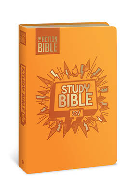 Picture of The Action Bible Study Bible Esv, Leathersoft, Orange, Full Color