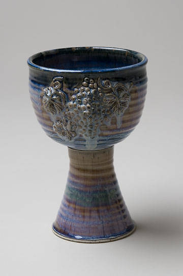 Picture of Large Porcelain Chalice with Grapes, Blue