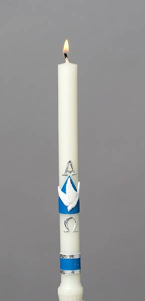 Picture of Alpha and Omega 51% Beeswax Baptismal Candle "