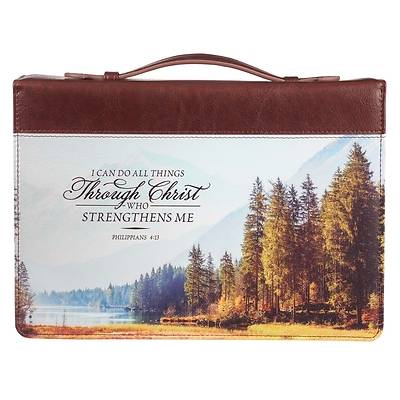 Bible Cover Large Brown I Can Do All Things Scene Phil 4