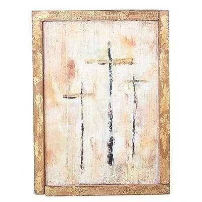 Picture of Three Cross Framed Panel Wall Plaque 15"