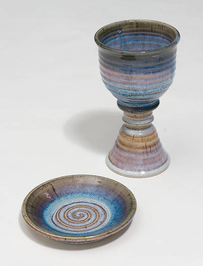 Earthenware Chalice and Paten Set, Multi-Colored