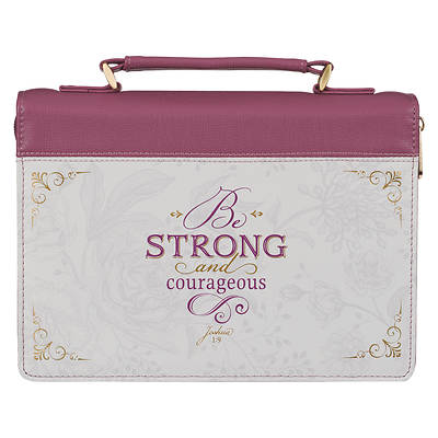 Strong and Courageous Topas Pink Faux Leather Fashion Bible Cover Large