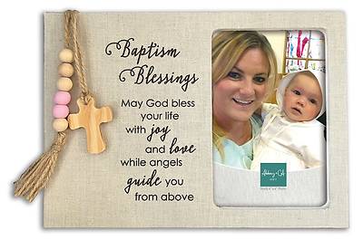 Photo Frame Baptism Blessings Pink