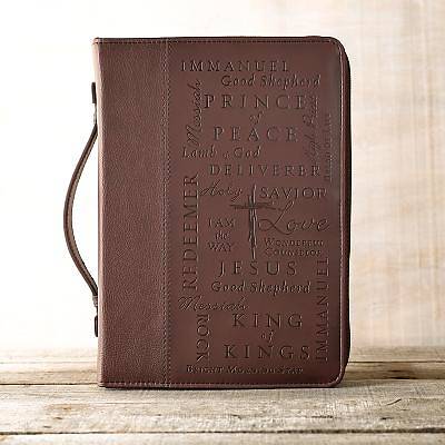 Picture of Bible Cover Name of Jesus Leather Burgundy Medium