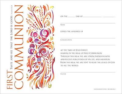 Certificate First Communion Package of 12 Package of 12