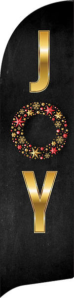 Joy Wreath Black and Gold Flag Banner