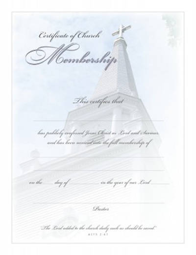 Certificate of Membership Acts 2:47 Package of 6