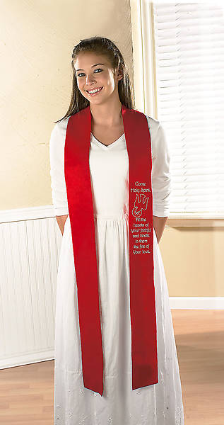 Come Holy Spirit Confirmation Stole - Red