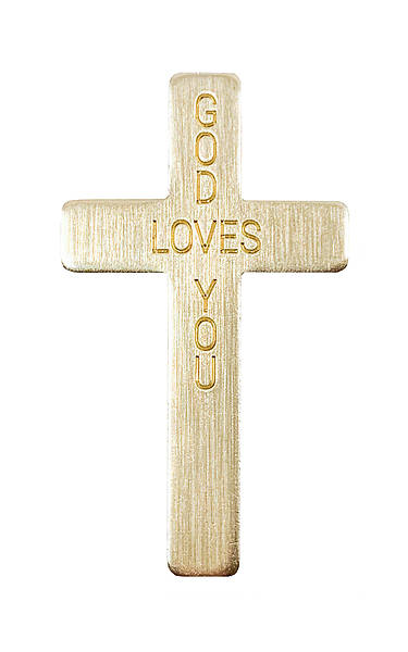 God Loves You Gold Pocket Cross - Pack of 50
