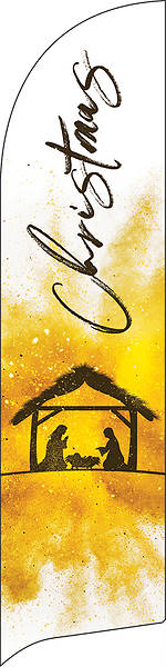 Christmas Nativity White and Gold Flag Banner
