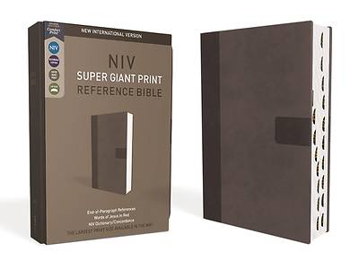 Picture of Niv, Super Giant Print Reference Bible, Leathersoft, Gray, Red Letter, Thumb Indexed, Comfort Print