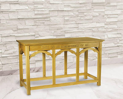 Picture of Large Engraved Communion Table - Medium Oak Stain