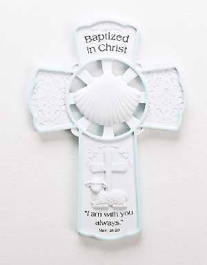 Picture of Baptized in Christ  Wall Cross Blue 7.75"