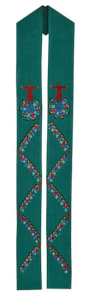 Picture of Fair Trade Children of the World with Jesus Stoles. Available in Green & White.