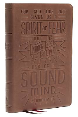 Picture of Nkjv, Personal Size Reference Bible, Verse Art Cover Collection, Genuine Leather, Brown, Red Letter, Thumb Indexed, Comfort Print