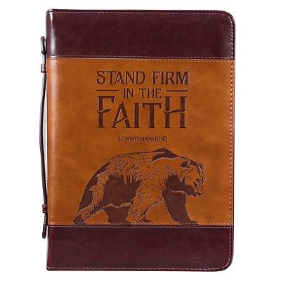 Bible Cover Large Brown Stand Firm in Faith 1 Cor 16