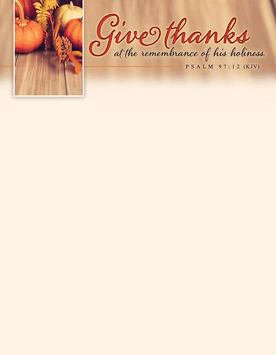 Give Thanks His Holiness Thanksgiving Letterhead