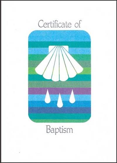 Contemporary Full-Color Adult Baptism Flat Certificate with Seashell and Water Drops (Package of 12)