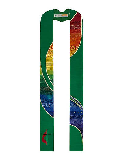 Picture of UMC Flames Stole Green Rainbow 104"