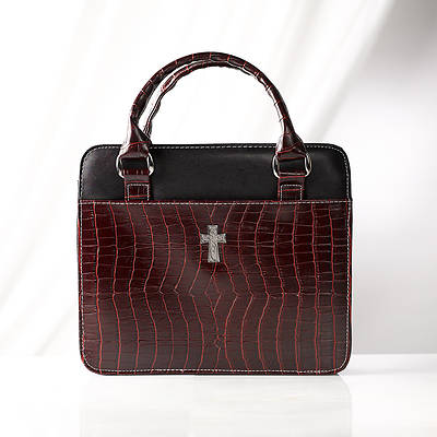 Picture of Croc Embossed Purse Style Large Burgundy Bible Cover