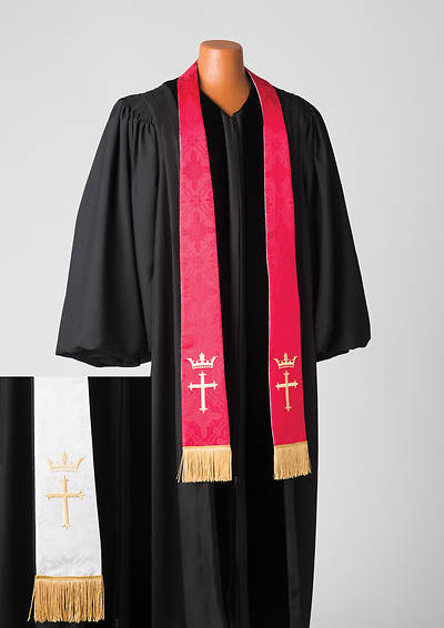 Picture of Red and White Reversible Brocade Stole