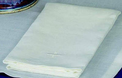 Picture of 100% Linen Lavabo Towel with White Embroidered Cross - 2 Pack