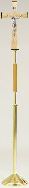 Picture of Koleys K757 Processional Oak Cross With Brass Crucifix