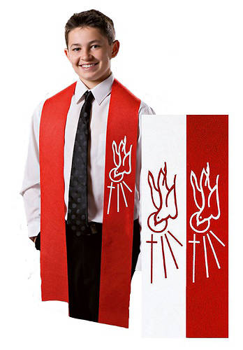 Picture of Descending Dove Felt Confirmation Stole - White