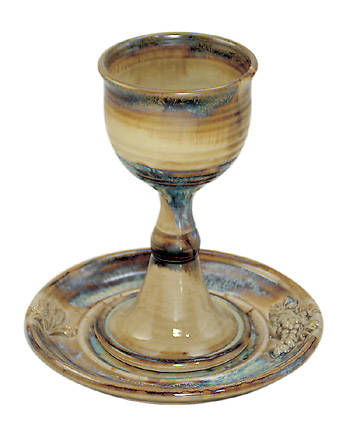 Earthenware Chalice and Paten Set, Brown