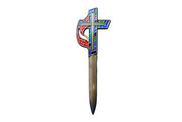 Picture of United Methodist Stained Glass Enameled Cross Letter Opener
