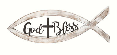 Picture of God Bless  Resin Tabletop Fish 14 1/2"L