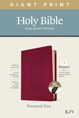 Picture of KJV Personal Size Giant Print Bible, Filament Enabled Edition (Leatherlike, Diamond Frame Cranberry, Indexed)