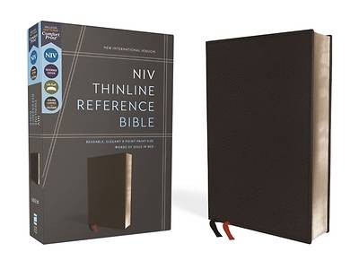 NIV, Thinline Reference Bible, Premium Bonded Leather, Black, Red Letter Edition, Comfort Print