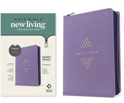 NLT Compact Giant Print Zipper Bible, Filament-Enabled Edition (Leatherlike, Diamond Lavender, Red Letter)
