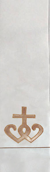 Picture of White Stole with Gold Crown of Hearts